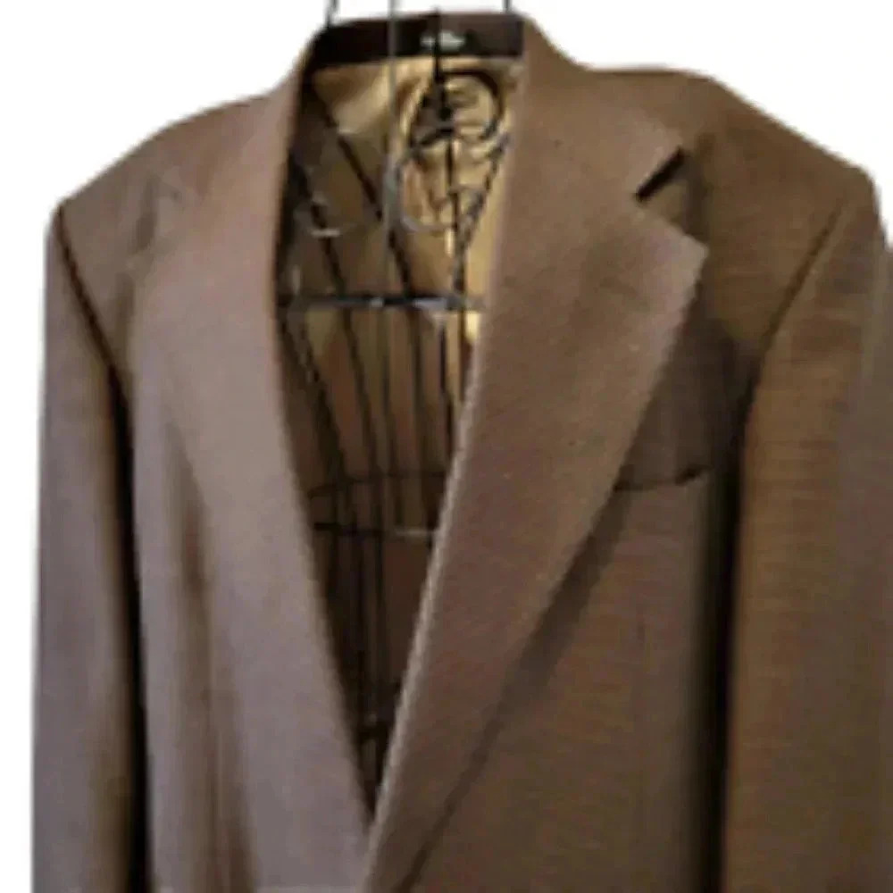 Haggar Clothing Co. 44L Mens Brown Check 2-Button Kick Pleat Pockets